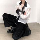 MODEFREAKのバイカラーサテンシアーシャツ mf2744の画像