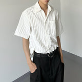 MODEFREAKのプリーツストライプコリアンシャツ mf3302の画像