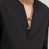 MODEFREAKのノーカラーVネックシャツ mf2476の画像