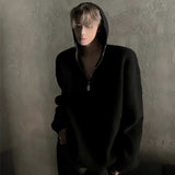 MODEFREAKのフードジップアップモノトーンニット mf2798の画像