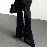 MODEFREAKのサテンジップアップフレアスラックス mf3025の画像