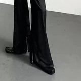 MODEFREAKのサテンジップアップフレアスラックス mf3025の画像