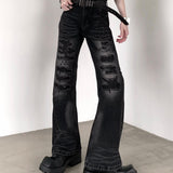 MODEFREAKのセミフレアダメージブラックデニムパンツ mf3321の画像