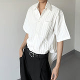 MODEFREAKのプリーツストライプコリアンシャツ mf3302の画像