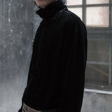 MODEFREAKのギャザーヴェルヴェットジップアップジャケット mf3092の画像