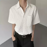 MODEFREAKのプリーツストライプコリアンシャツ mf3302の画像