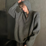 MODEFREAKのフードジップアップモノトーンニット mf2798の画像