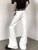 MODEFREAKのホワイトスタッズフレアドレープデニムパンツ mf3330の画像