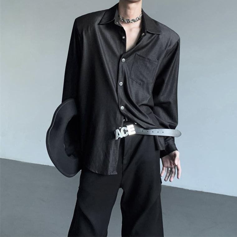 MODEFREAKのシルバースナップモードルーズシャツ mf2844の画像