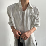 MODEFREAKのルーズストライプモードシャツ mf3332の画像