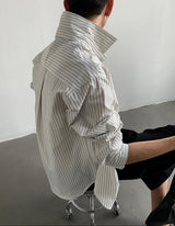 MODEFREAKのルーズストライプモードシャツ mf3332の画像