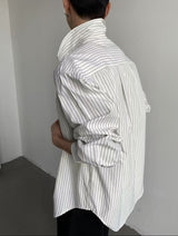 MODEFREAKのルーズストライプモードシャツ mf3332の画像