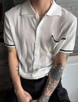 MODEFREAKのシースルーモノトーンラインポロトップス mf3314の画像