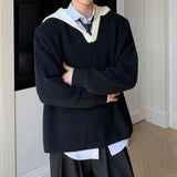 MODEFREAKのバイカラーVネックコリアンニット mf2868の画像