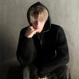 MODEFREAKのフードジップアップモノトーンニット mf2798の画像