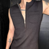 MODEFREAKのノースリーブジップアップニットトップス mf3241の画像