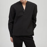 MODEFREAKのノーカラーVネックシャツ mf2476の画像