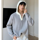 MODEFREAKのバイカラーVネックコリアンニット mf2868の画像