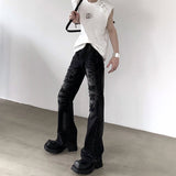 MODEFREAKのセミフレアダメージブラックデニムパンツ mf3321の画像