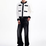 MODEFREAKのバイカラークラシックモードカーディガン mf2883の画像