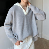 MODEFREAKのバイカラーVネックコリアンニット mf2868の画像