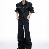 MODEFREAKのクロコバイカラーデニムジャケット mf3490の画像