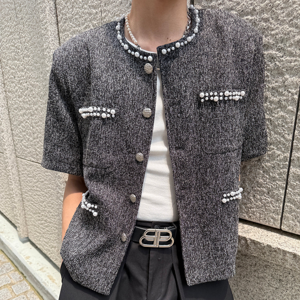 MODEFREAKのパールモードツイードサマージャケット mf3399の画像