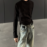 Monotone ribbed high neck top mf3072