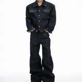 MODEFREAKのクロコバイカラーデニムジャケット mf3490の画像