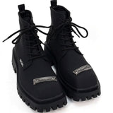 MODEFREAKのシルバーアイコンマットレザーブーツ mf2904の画像