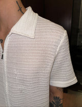 MODEFREAKのモードジップアップメッシュシャツ mf3278の画像