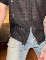 MODEFREAKのモードジップアップメッシュシャツ mf3278の画像