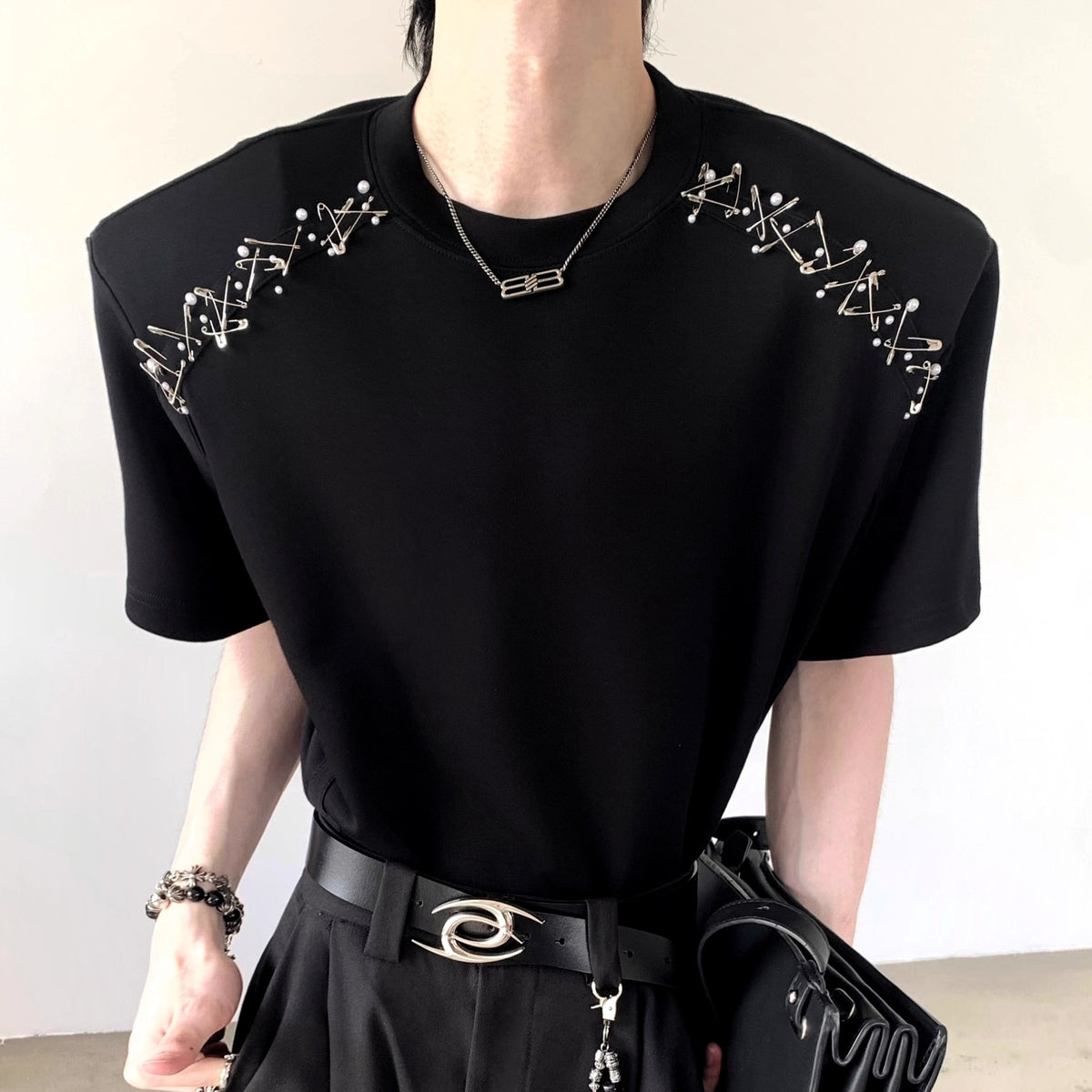 MODEFREAKのショルダーモードデザインTシャツ mf3468の画像