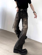 MODEFREAKのダメージフレアデニムパンツ mf3464の画像