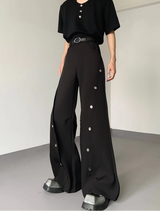 MODEFREAKのシルバーボタンデザインフレアスラックス mf3424の画像