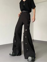 MODEFREAKのシルバーボタンデザインフレアスラックス mf3424の画像