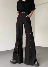 MODEFREAKのシルバーボタンデザインフレアスラックス mf3424の画像