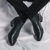 MODEFREAKのレザーチェルシーヒールブーツ mf1421の画像