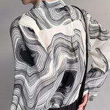 MODEFREAKのラインデザインモノトーンシャツ mf1476の画像