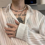 MODEFREAKのストライプシースルーシャツ mf1504の画像