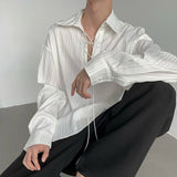 MODEFREAKのレースアップストライプシャツ mf2024の画像