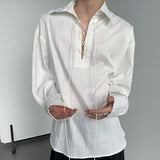 MODEFREAKのレースアップストライプシャツ mf2024の画像