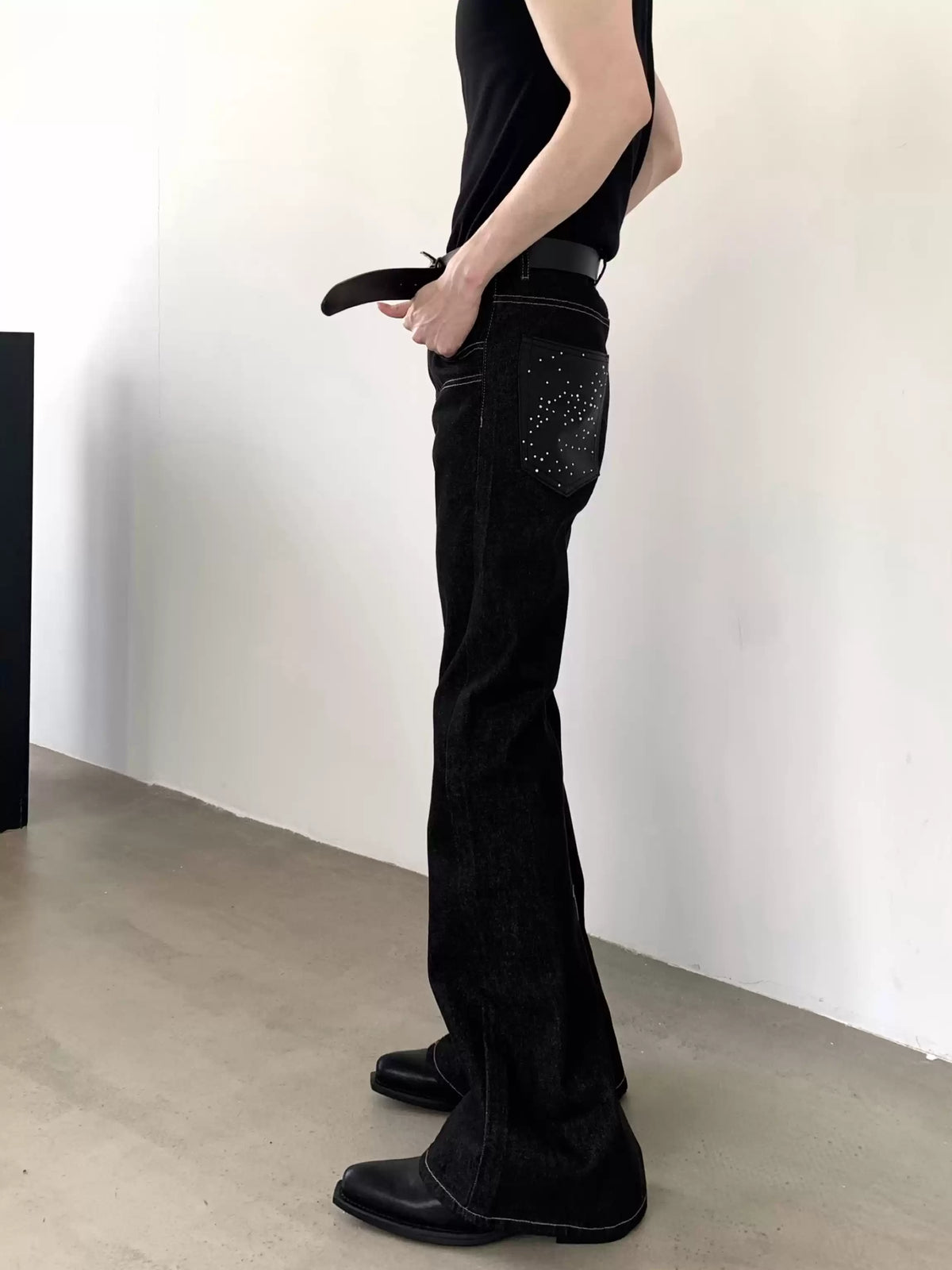 MODEFREAKの【10.19新作】シャインストーンフレアデニムパンツ mf3896の画像