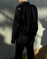 【2.9新作】ショートラペルモードレザージャケット mf3659