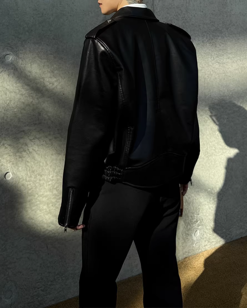 Short lapel mode leather jacket mf3659【韓国モードファッション】
