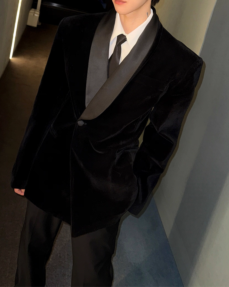 【11.12新作】スウェードサテンカラークラシカルジャケット mf3575