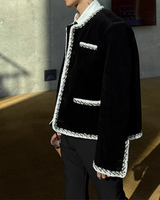 【2.2新作】バイカラーラインライトツイードジャケット mf3655