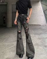 바퀴 가장자리 모드 플레어 데님 바지 mf3615
