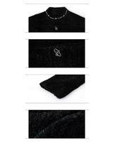 【12.29新作】ハイネックアシンメトリーパールニットトップス mf3626