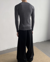 【12.5新作】ハイネックスリムフィットニットトップス mf3605